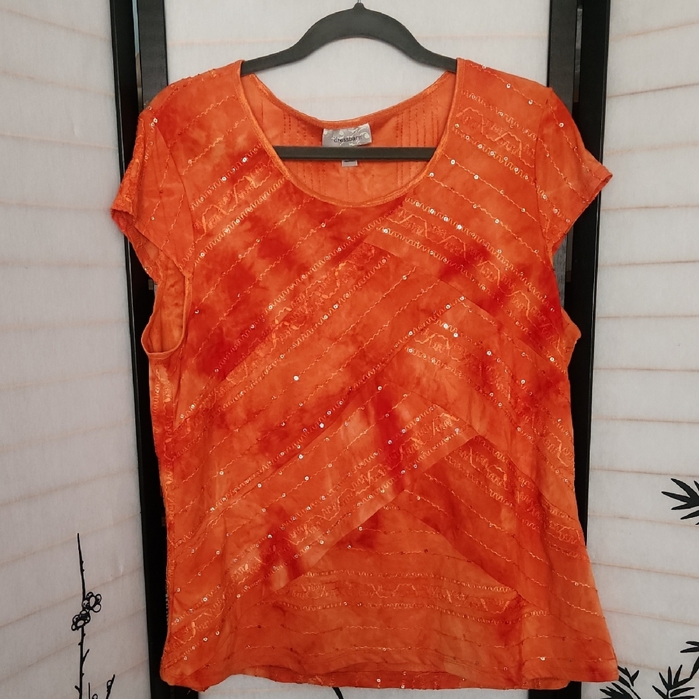 Orange Sequin Women's Top
